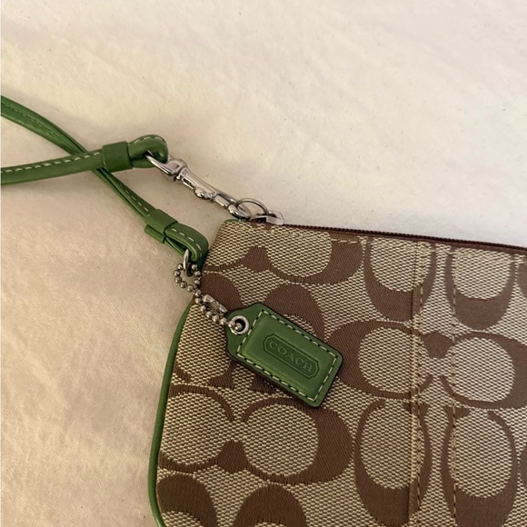 Brown and Green Coach Small Wristlet - Picture 2 of 2